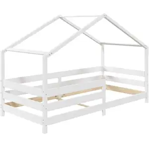 Comparateur de prix : Idimex Lit cabane enfant Montessori en bois massif blanc, 90 x 190 cm