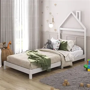 Comparateur de prix : Idimex Lit enfant LIZ tête de lit en forme de maison, Lit au sol Montessori, Pour couchage 90 x 190 cm bois de pin massif, Blanc
