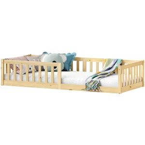 Idimex Lit enfant gustavo type Montessori, couchage 90x190 cm, en pin massif naturel