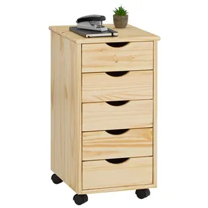 Comparateur de prix : Cosmos Caisson de bureau sur roulettes lagos, avec 5 tiroirs finition vernis naturel