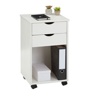 Comparateur de prix : Idimex Caisson de bureau sur roulettes kano, avec 2 tiroirs, en pin massif lasuré blanc