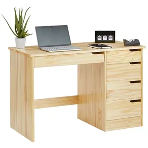 Comparateur de prix : Idimex Bureau HUGO avec rangement 5 tiroirs style scandinave en pin massif à la finition naturelle