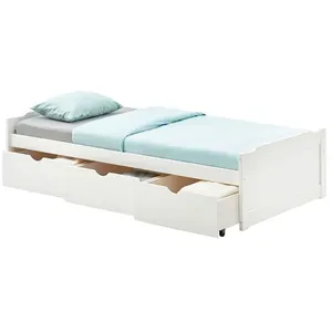 Lit fonctionnel MIA - IDIMEX - 90 x 190 cm - Avec tiroirs - Blanc pas cher