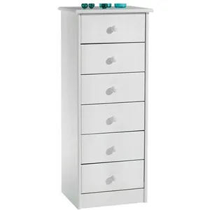 Idimex Chiffonnier RONDO meuble de rangement commode apothicaire avec 6 tiroirs, en pin massif lasuré blanc