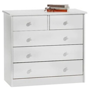 Comparateur de prix : Idimex Commode RONDO 5 tiroirs pin massif lasuré blanc