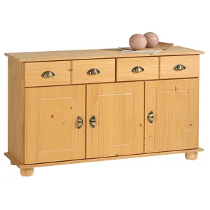 Idimex Buffet COLMAR commode bahut vaisselier meuble bas rangement avec 2 tiroirs et 3 portes, en pin massif ciré