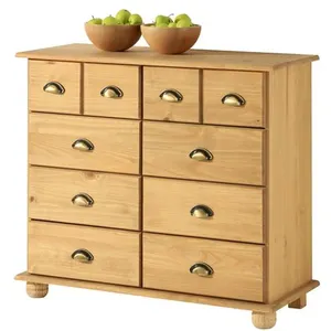 Idimex Commode COLMAR chiffonnier apothicaire rangement avec 8 tiroirs en pin massif finition teintée/cirée