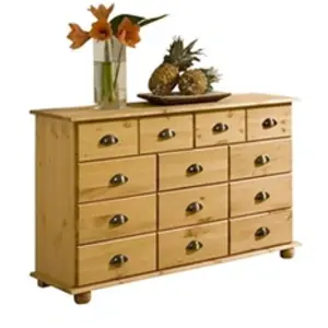 Comparateur de prix : Idimex Commode COLMAR chiffonnier apothicaire rangement avec 11 tiroirs en pin massif finition teintée/cirée