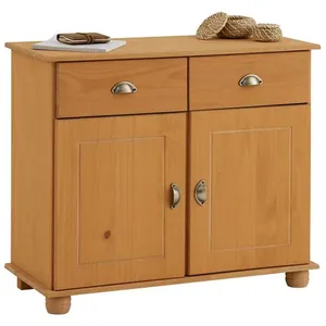 Idimex Buffet COLMAR commode bahut vaisselier meuble bas rangement avec 2 tiroirs et 2 portes, en pin massif teinté et ciré