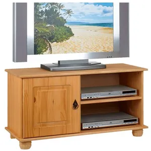 Idimex Meuble TV BELFORT, 1 porte et 2 niches, en pin massif finition cirée pas cher