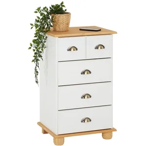 Comparateur de prix : Idimex Commode COLMAR chiffonnier apothicaire rangement avec 4 tiroirs en pin massif lasuré blanc et brun