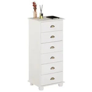 Comparateur de prix : Idimex Chiffonnier COLMAR commode apothicaire avec 6 tiroirs de rangement, en pin massif lasuré blanc
