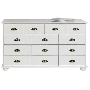 Comparateur de prix : Idimex Commode apothicaire COLMAR en pin massif, 11 tiroirs, lasuré blanc
