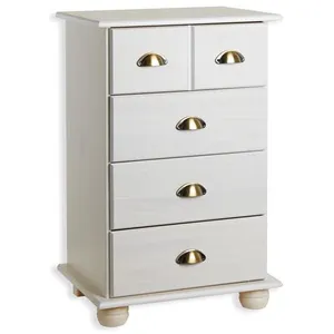 Idimex Commode COLMAR chiffonnier apothicaire rangement avec 4 tiroirs en pin massif lasuré blanc