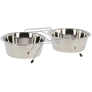 KERBL Gamelle double avec support - 2x 1800 ml - Pour chien et chat