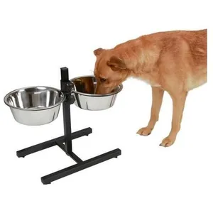 Comparateur de prix : Kerbbl Kerbl Mangeoires d'animaux de compagnie avec support 2x2,8 L 43cm Noir