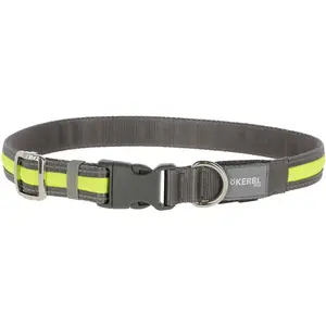 Kerbl Collier lumineux Light&Reflex gris/jaune fluo, 35-50cm, 20mm pas cher