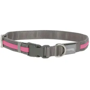 Kerbl Collier lumineux Light&Reflex gris/rose fluo, 45-65cm, 24mm pas cher