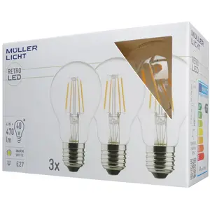 Müller-Licht Ampoule LED E27 4 W 2 700 K filament, par 3, 470lm