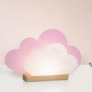 Elobra Lampe de table LED Wölkchen, rose, bois, 3000 K, intensité vari... pas cher