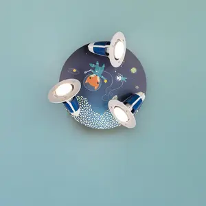 Comparateur de prix : Elobra Plafonnier rond Space Mission, bleu