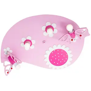 Elobra Plafonnier Papillon de feuilles rose avec 20 LED blanc chaud 135488Vendu parluminaire
