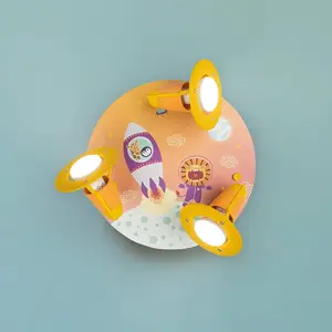 Elobra Plafonnier rond Escape, orange, à 3 lampes