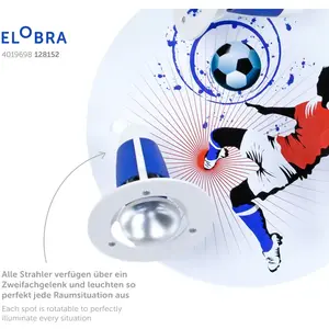 Comparateur de prix : Elobra Soccer Plafonnier Bleu/blanc Motif football