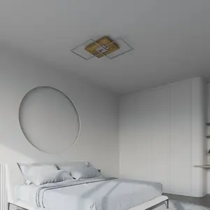 Elobra Plafonnier LED Inka S, longueur 50 cm, bois clair, intensité va...