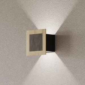 Elobra Applique murale LED Chile S, chêne/granit, hauteur 15 cm, inten... pas cher