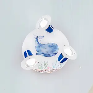 Elobra Plafonnier Paul Pottwal, blanc-bleu, Ø 29 cm, à 3 lampes pas cher