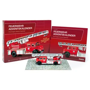FRANZIS 67206 - Feuerwehr Adventskalender, Metall Modellbausatz des Mercedes-Benz L1519 im Maßstab 1:43, inkl. 52-seitigem Begleitbuch pas cher