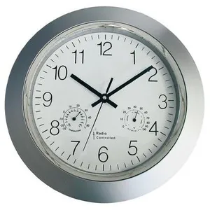 Eurotime Horloge murale radio-pilotée avec thermo/hygromèt pas cher
