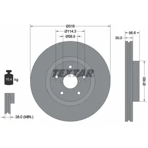 Disque de frein TEXTAR 92199203 avant, ventilé, 1 pièce pas cher