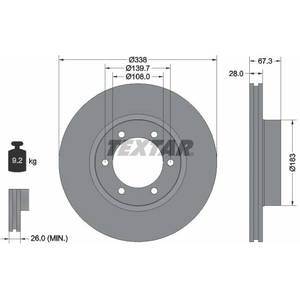 TEXTAR Disques de frein pour TOYOTA: Land Cruiser (Ref: 92137303) pas cher
