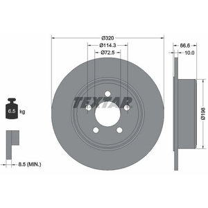 Disque de frein TEXTAR 92234803 arrière, plein, 1 pièce pas cher