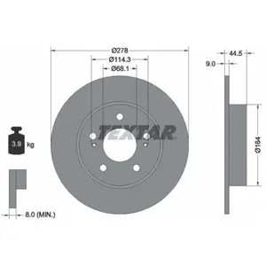 Disque de frein TEXTAR 92113103 arrière, plein, 1 pièce pas cher