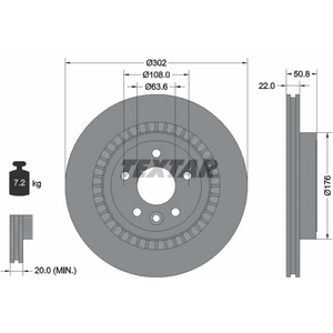Disque de frein TEXTAR 92196403 arrière, ventilé, 1 pièce pas cher