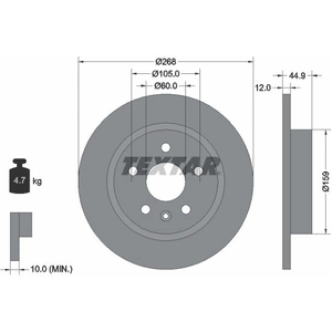 Disque de frein TEXTAR 92205503 arrière, plein, 1 pièce pas cher