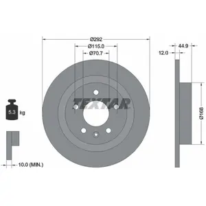 Disque de frein TEXTAR 92205703 arrière, plein, 1 pièce pas cher