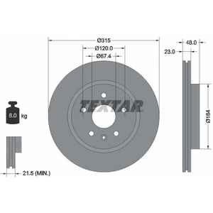 Disque de frein TEXTAR 92187303 arrière, ventilé, 1 pièce pas cher