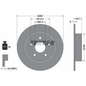 Disque de frein TEXTAR 92204300 arrière, plein, 1 pièce pas cher