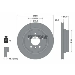 Disque de frein TEXTAR 92075103 arrière, ventilé, 1 pièce pas cher