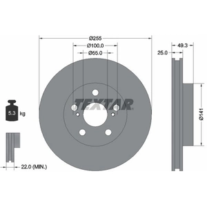Disque de frein TEXTAR 92225003 avant, ventilé, 1 pièce pas cher