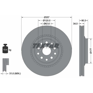 Disque de frein TEXTAR 92224303 avant, ventilé, 1 pièce pas cher