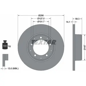 Disque de frein TEXTAR 92230503 arrière, plein, 1 pièce pas cher