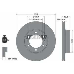 TEXTAR Disques de frein pour TOYOTA: Hilux (Ref: 92230403) pas cher