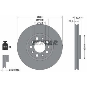 Disque de frein TEXTAR 92230103 avant, ventilé, 1 pièce pas cher