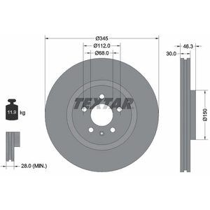 Disque de frein TEXTAR 92143903 avant, ventilé, 1 pièce