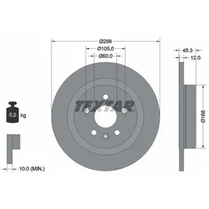 Disque de frein TEXTAR 92275203 arrière, plein, 1 pièce pas cher